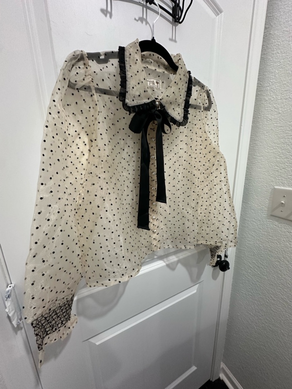 Mille Greta Sheer Tie Neck by Anthropologie Blouse SZ S - Picture 7 of 8